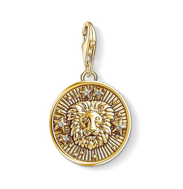 Silver & Zirconia LEO Zodiac Charm in Gold